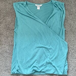 Athleta Turquoise Blue V Neck Sleeveless Breezy Wrap Fitness Tank Top Large